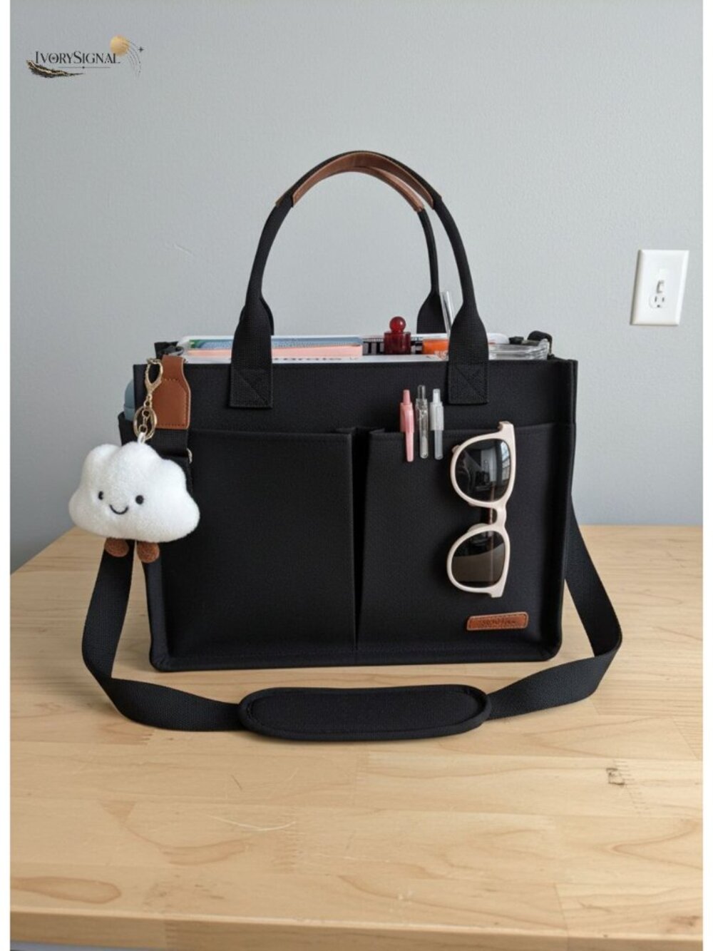 Canvas Tote Bag for Women with Zipper Laptop Purse Adjustable Strap